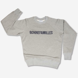 Sweat Adulte coton bio Gris chiné Logo Bonnefamilles