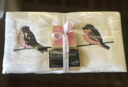 Lot de 2 serviettes (33x33) éponge et savon Rose et Gris