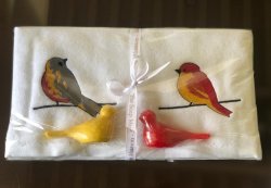 Lot de 2 serviettes (33x33) éponge et savon ROUGE