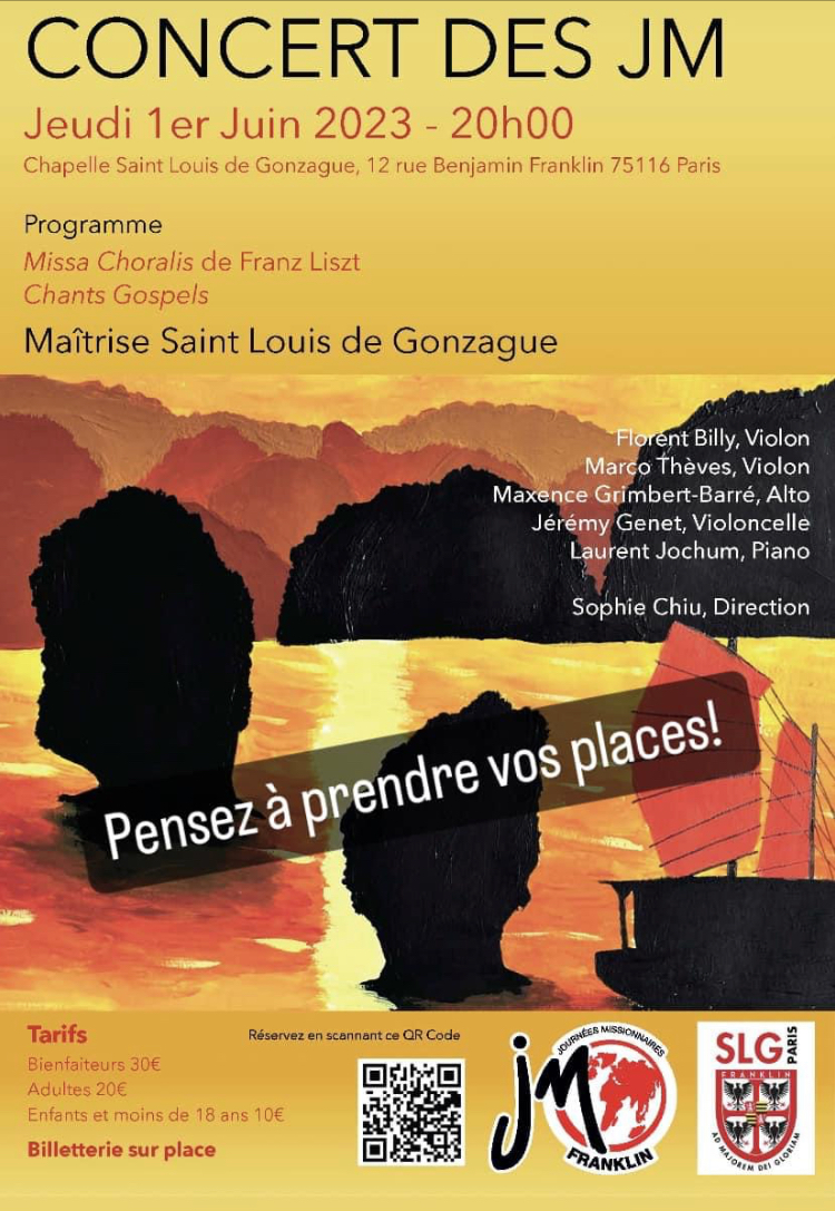 CONCERT DE LA MATRISE DE SAINT LOUIS DE GONZAGUE 1ER JUIN 20H sur inscription